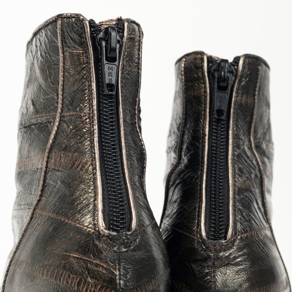 Manolo Blahnik Brown Eelskin Pointed-Toe Booties - Picture 9 of 10